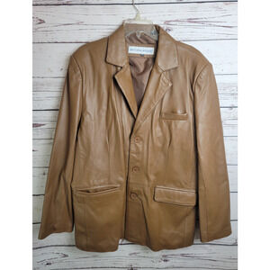 Vtg Irvine Park Leather Classic Jacket Brown Genuine Luxury‎ Men's 44R